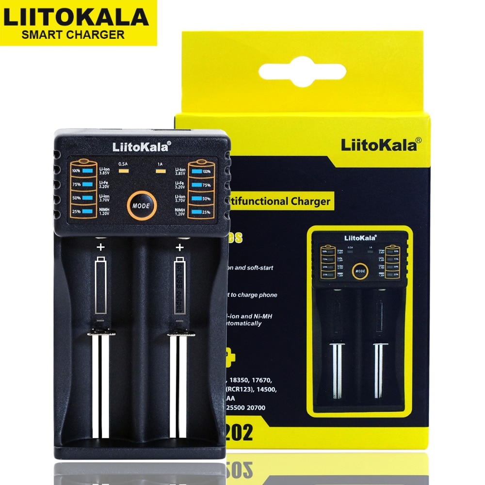 2023 Liitokala Lii-100 Lii-202 1.2V/ 3V/3.7V/4.25V 18650/26650/18350/16340/18500/AA/AAA NiMH lithium battery charger lii202