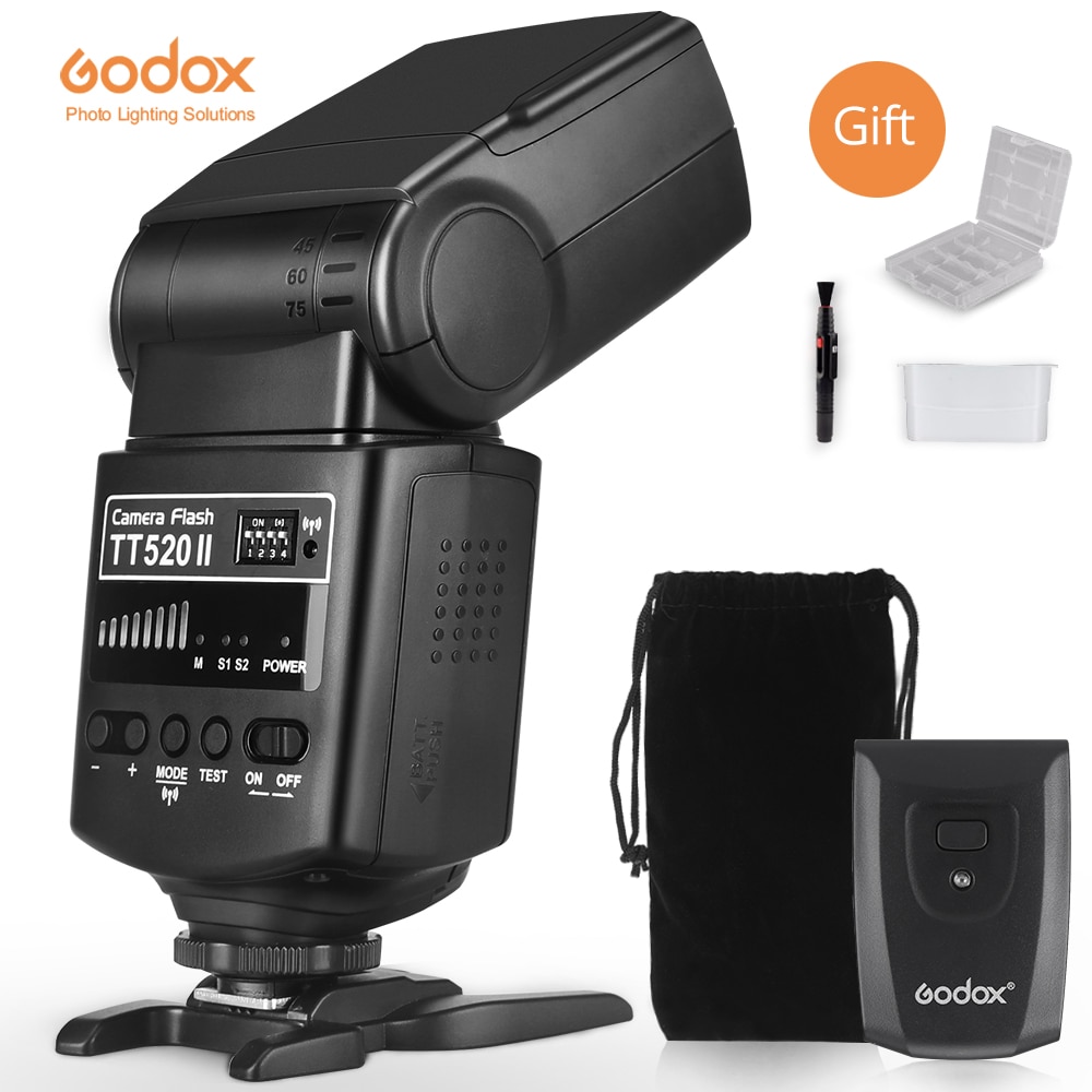 Godox TT520 II Flash TT520II with Build-in 433MHz Wireless Signal + Transmitter Kit for Canon Nikon Pentax Olympus DSLR Cameras