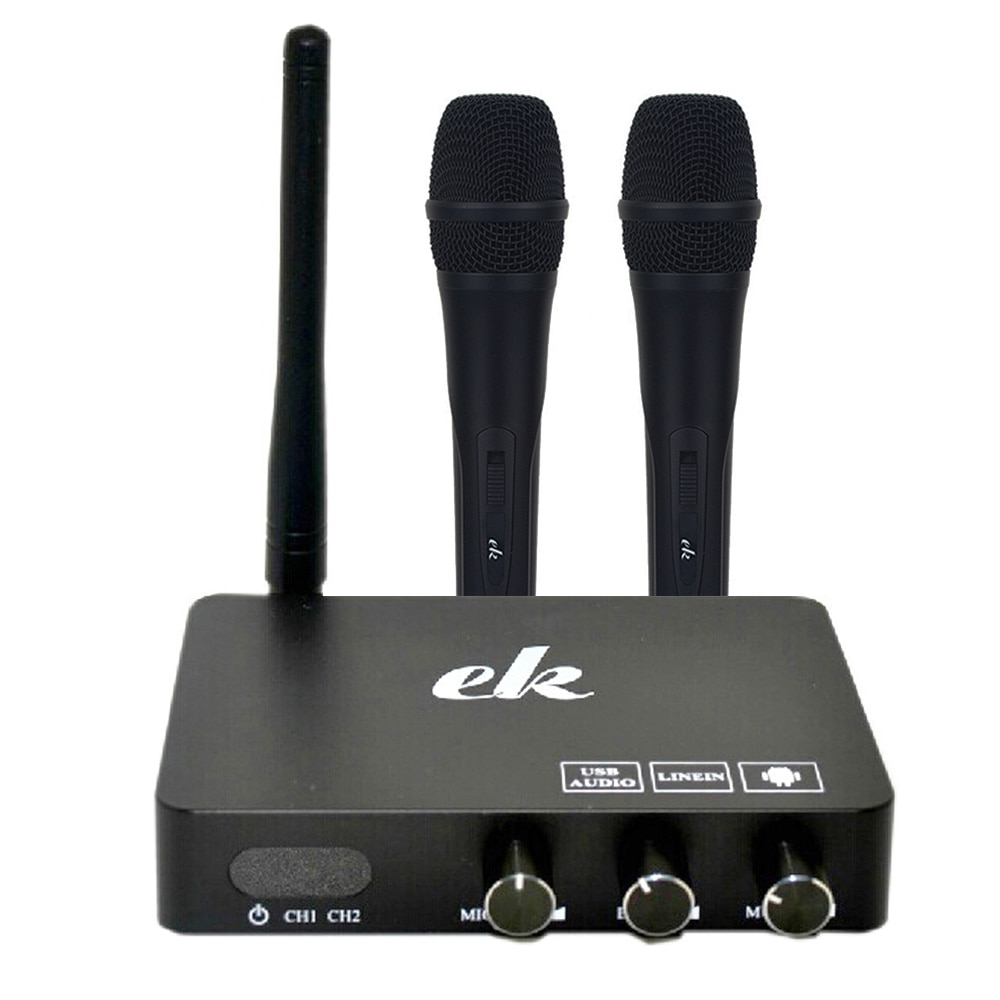K2 Android TV Box PC Home KTV Mini Karaoke Echo Mixer System Digital Sound Audio Mixer Singing Machine + 2 Wireless Microphone