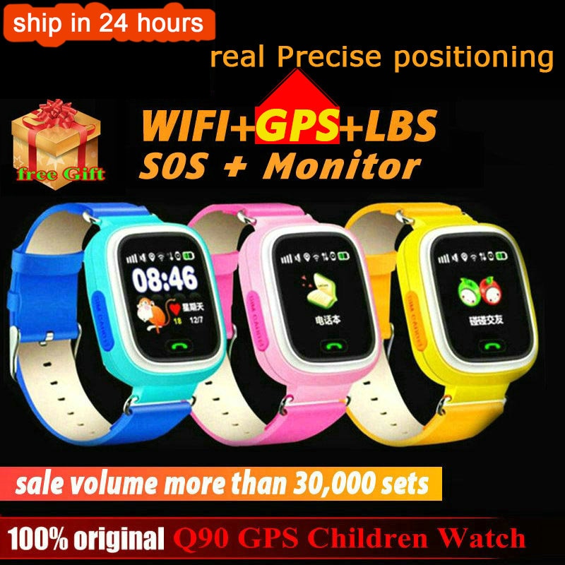 New Q90 Child Smart Watch GPS WIFI Phone Position Remove Sensor Kids Watch SOS Touch Screen Smart Baby Watches VS Q12 Q15 Q19