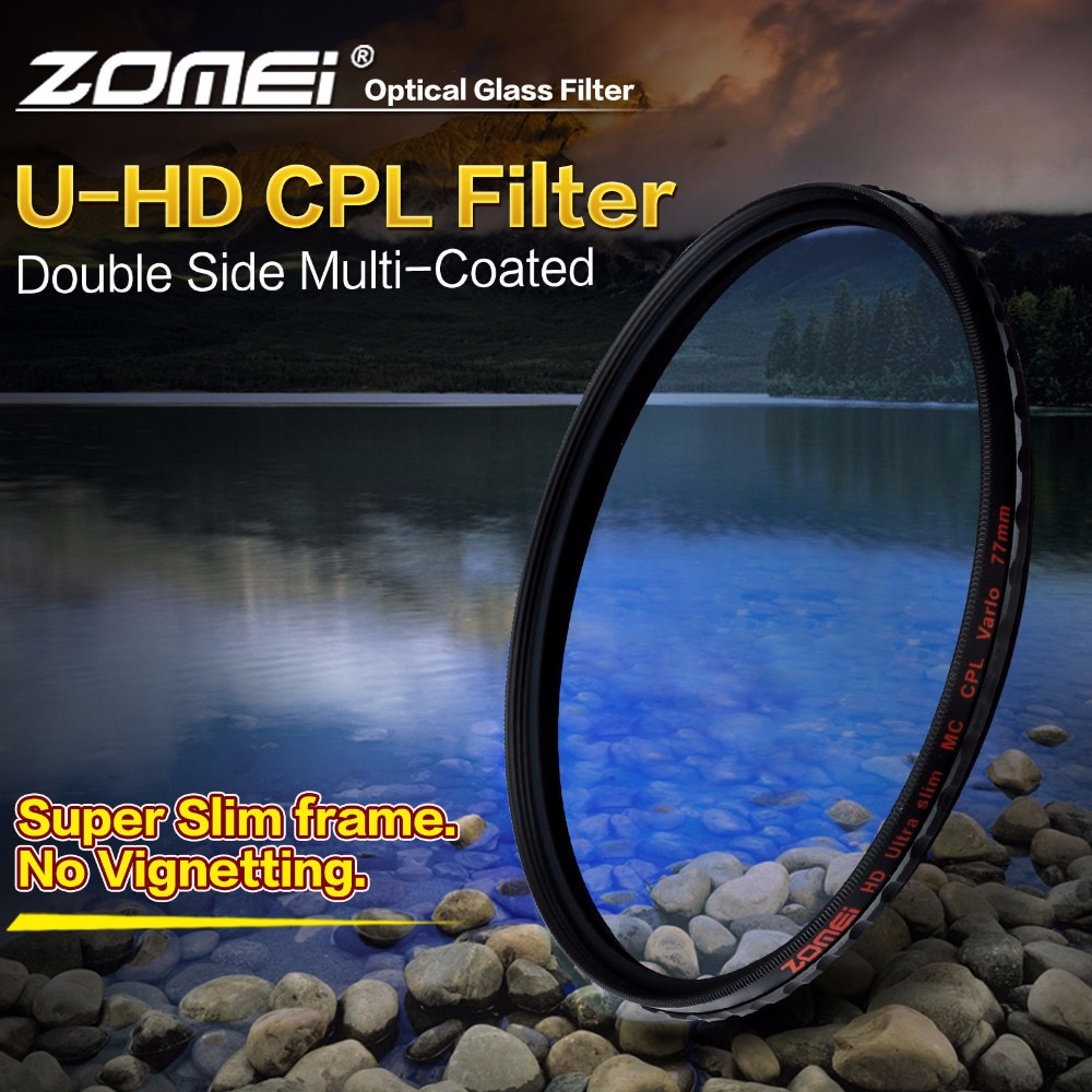 Zomei HD Galss  PRO CPL Circular Polarizer Polarizing camera lens filter 49mm 52mm 55mm 58mm 62mm 67mm 72mm 77mm 82mm
