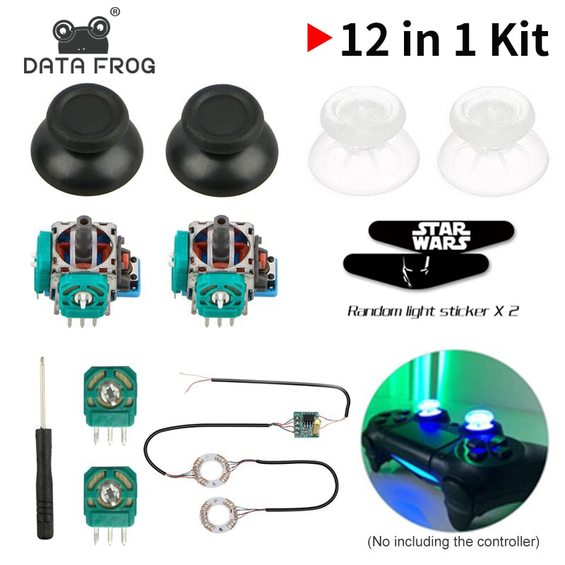 Data Frog 2pcs 3D Analog Axis 3D Joystick Module Potentiometer With 2xBlack Thumb Sticks For Playstation 4 PS4 Controller Repair