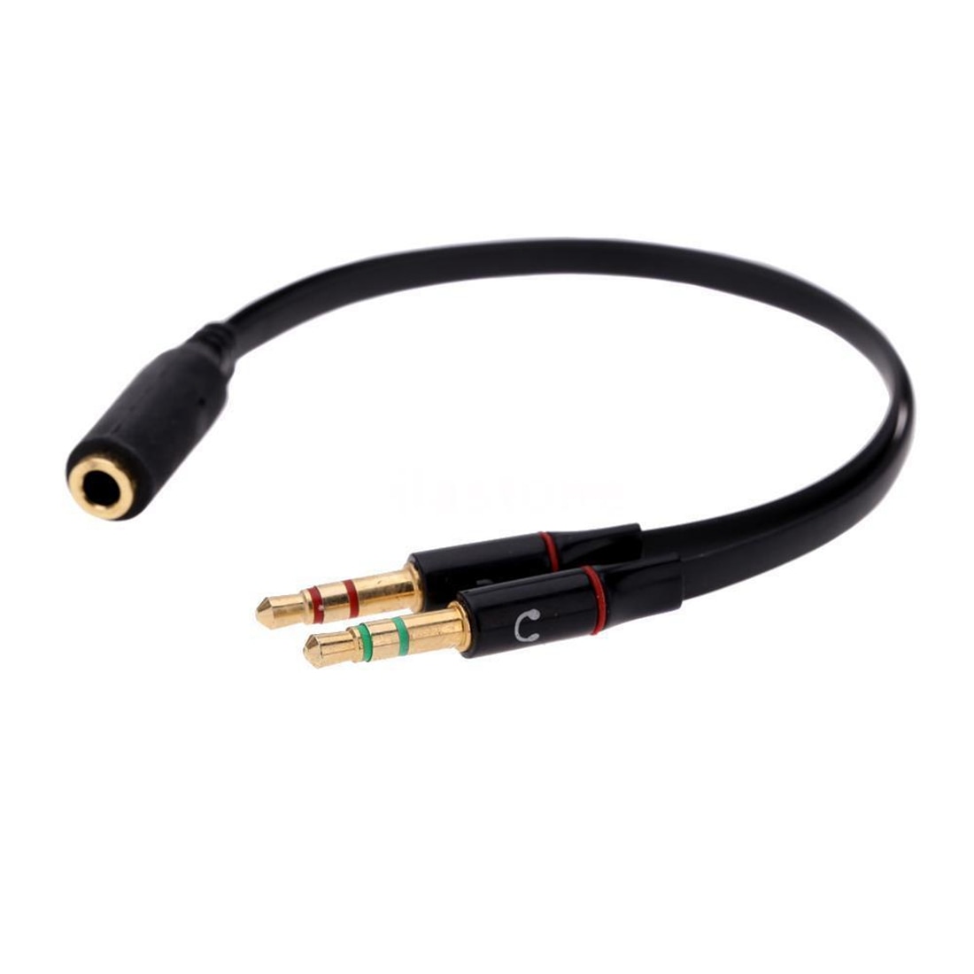 Top Deals Black 3.5mm Y Splitter 2 Jack Male to 1 Female Headphone Mic Audio Adapter DI3K