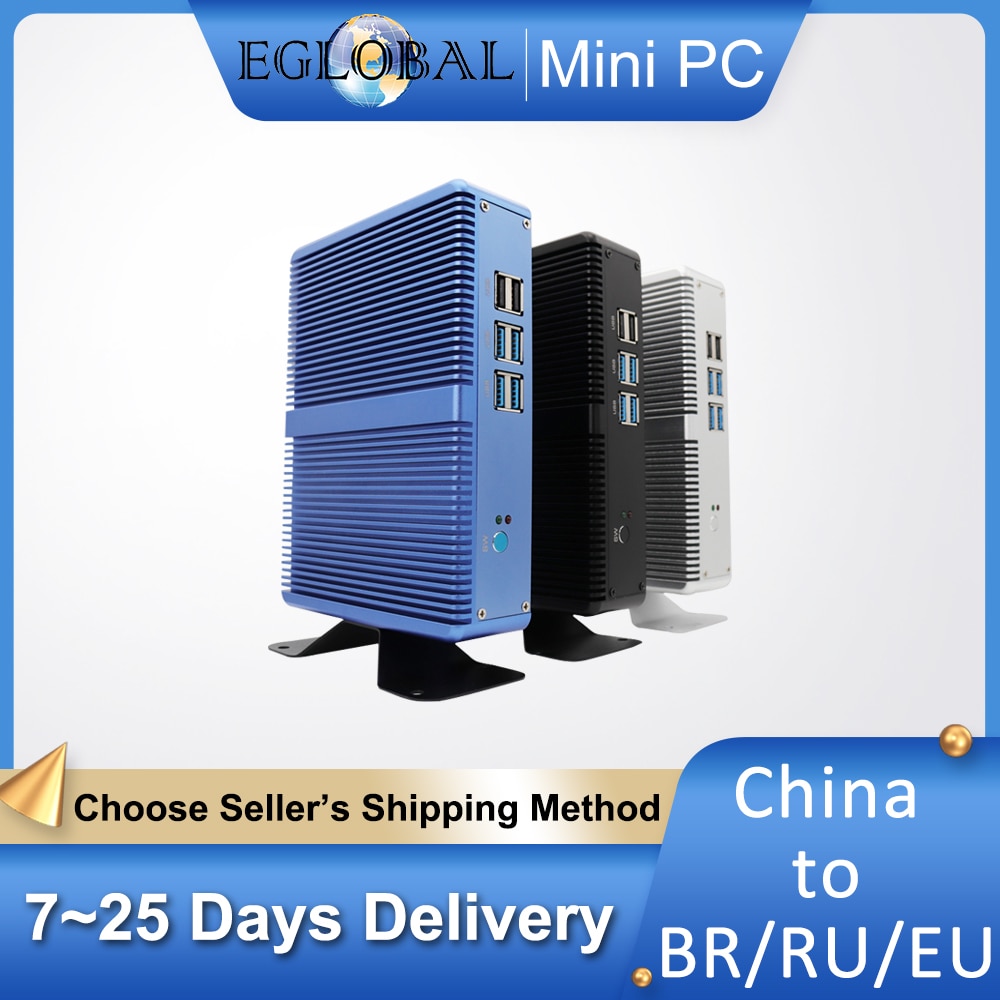 Eglobal Cheap Fanless Mini PC Windows 10 Pro Intel i5 7200U i3 7167U DDR4/DDR3 Barebone Computer Components4K HTPC WiFi HDMI VGA