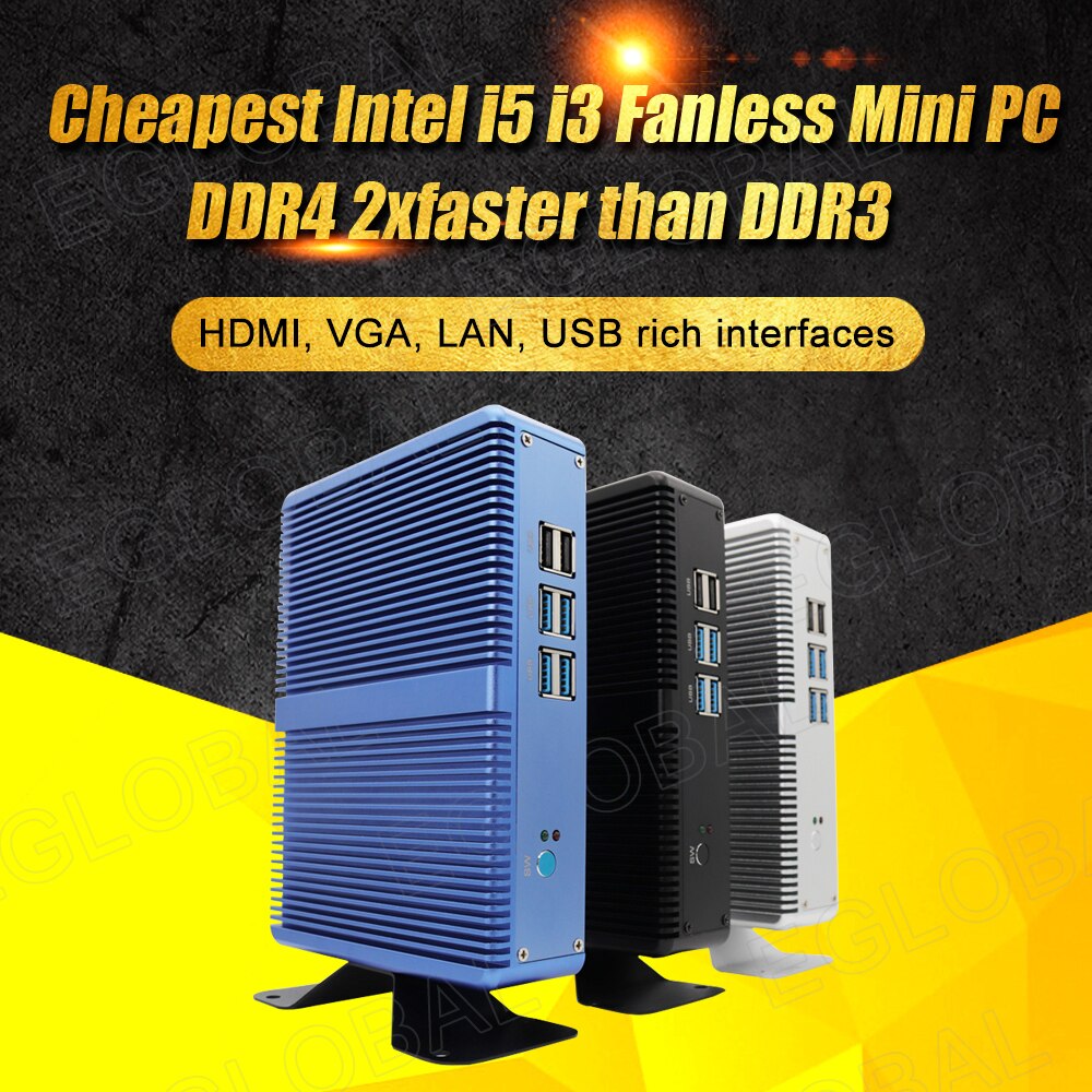 Eglobal Cheapest i3 Mini PC Windows 10 Barebone Computer Core  i3 7100U / i3 5005U / i3 4030U / Celeron 2955U 4K HTPC Wifi HDMI