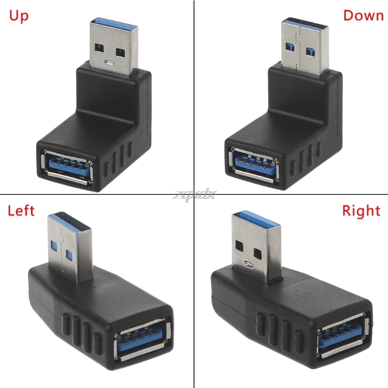 90 Degree Left Right Angled USB 3.0 A Male To Female Adapter Connector For Laptop PC  Whosale&Dropship