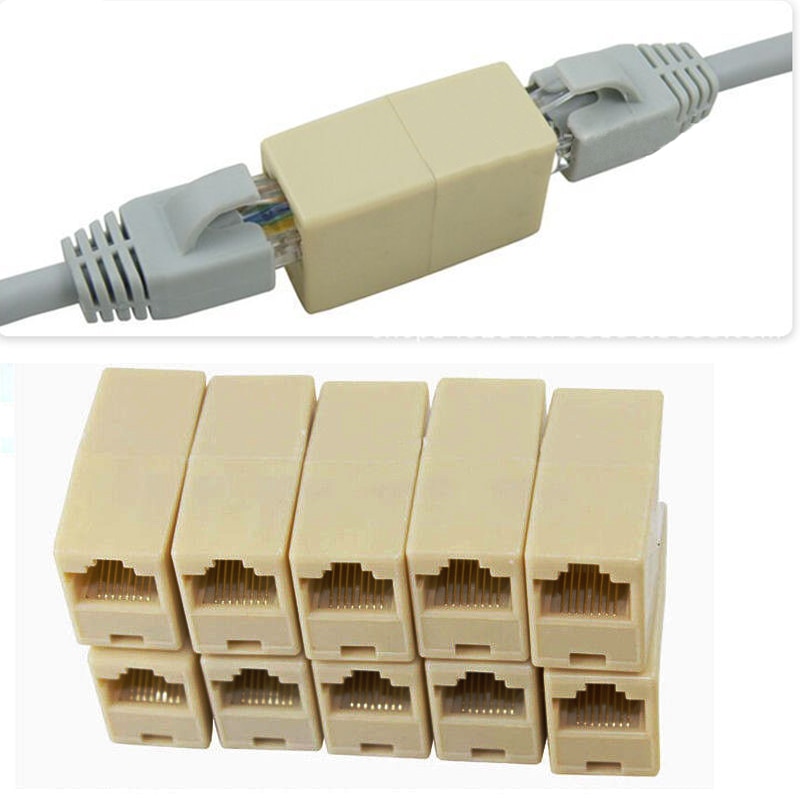 High Quality 10pcs RJ45 CAT5 Coupler Plug Network LAN Cable Extender Connector Adapter New Rated 4.9