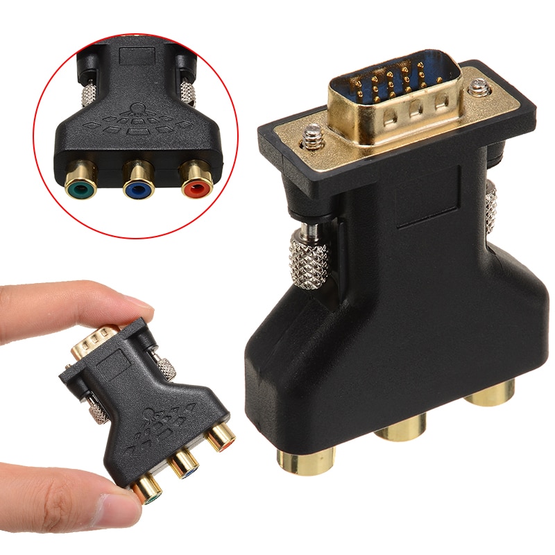 Mayitr RCA VGA Connecter Converter 3 RCA RGB Video Female To HD 15-Pin VGA Style Component Video Jack Adapter Plug