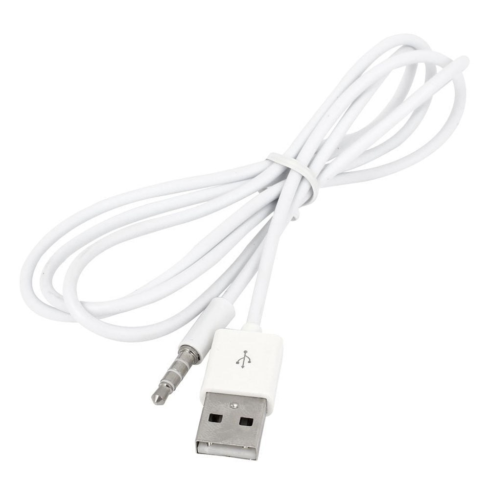 Top Deals 3.5mm Plug Audio AUX to USB 2.0 Plug Adapter Charging Cable 1M White