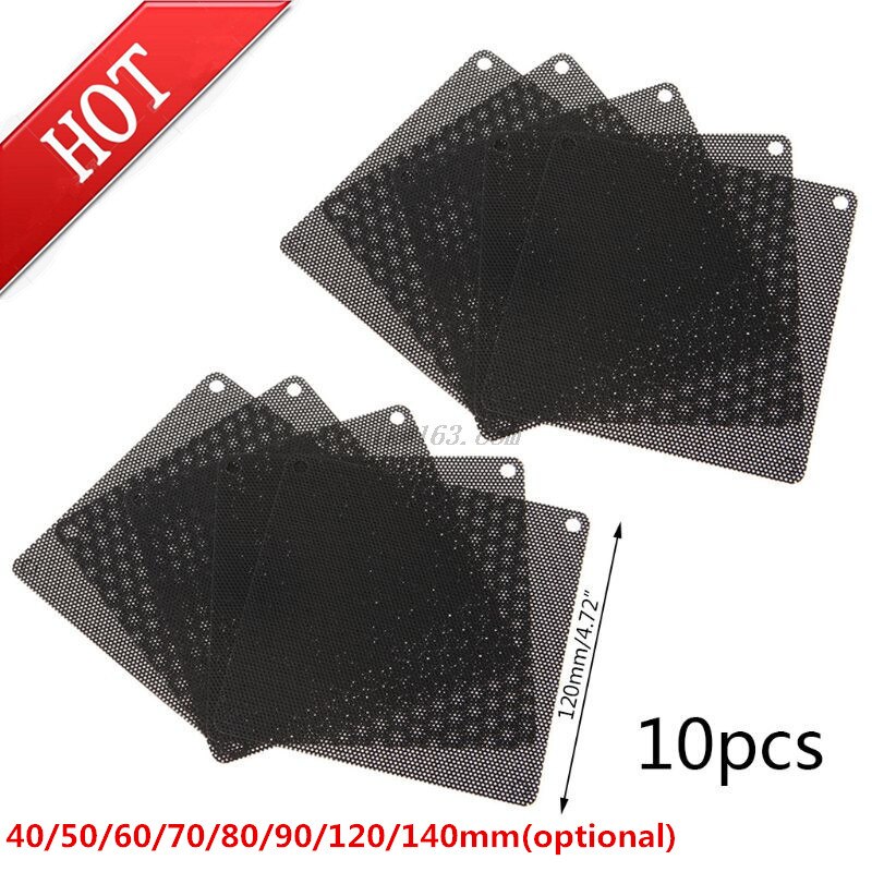 5/10 Pcs 120mm PVC Computer Fan Dust Filter PC Dustproof Case Cuttable Mesh Cover Black Computer Case Accessories