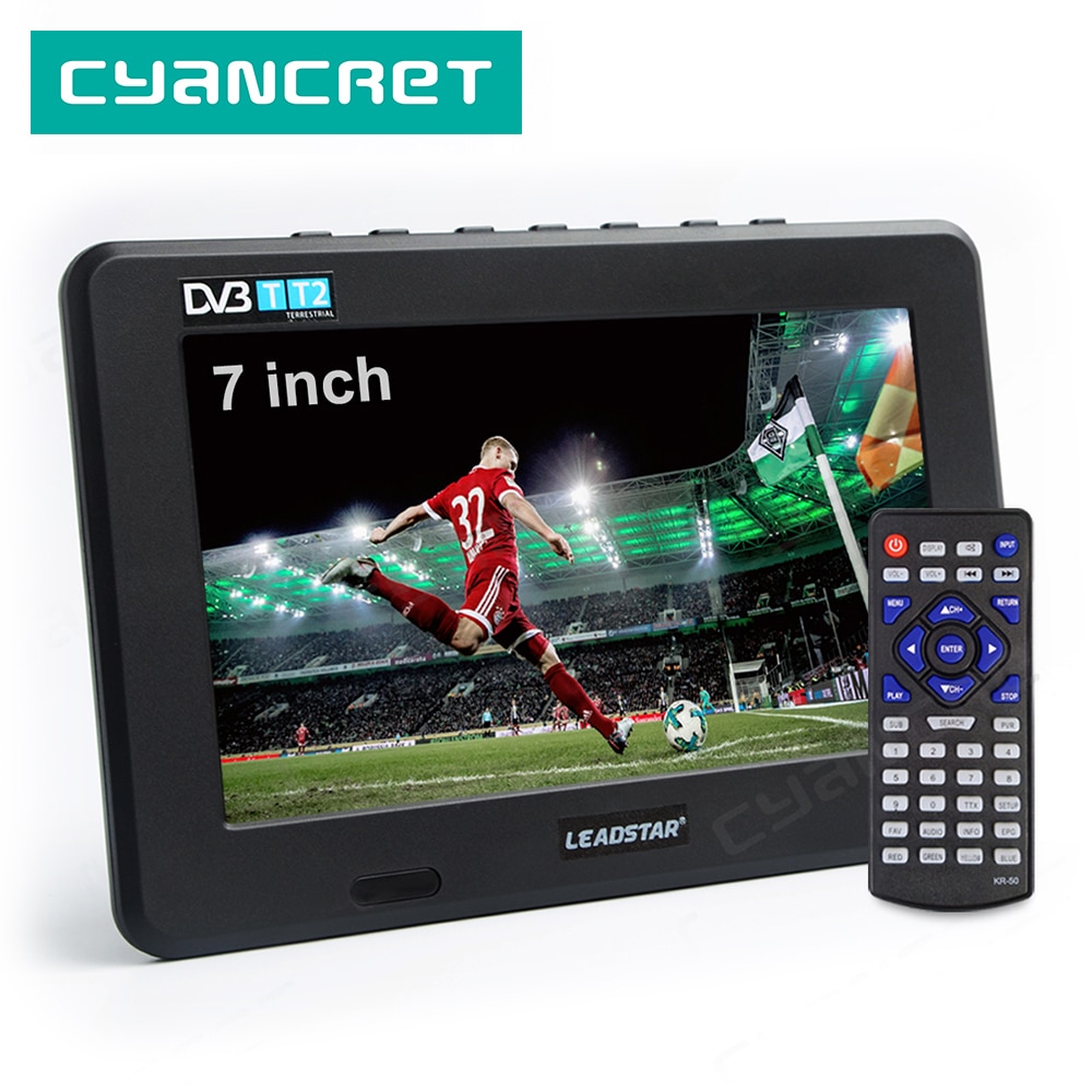 LEADSTAR D8 Portable TV 8 Inch DVB-T2 TDT Digital and Analog Mini Small Car  Television Support USB TF HD-IN PVR MP4 H.265 AC3