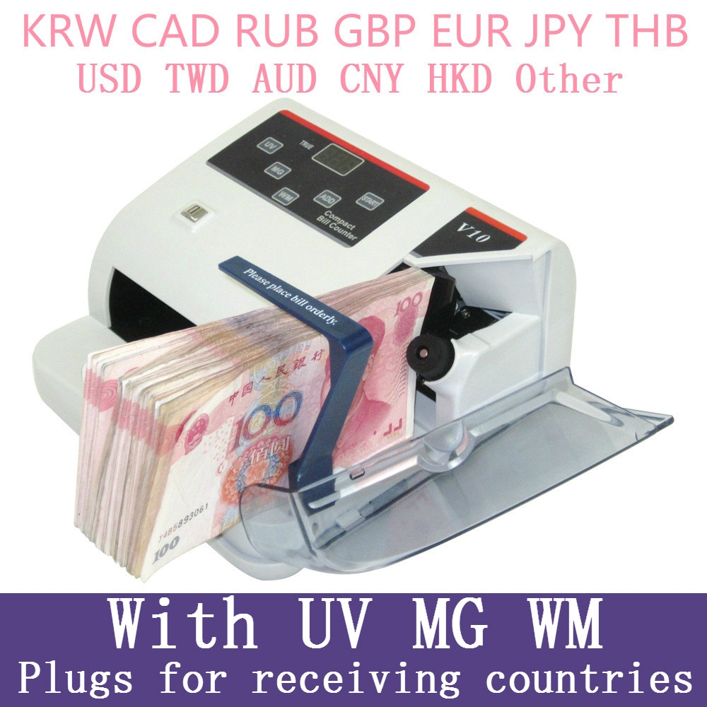 Mini Money Detector with UV MG WM Bill Counter for Most Currency Note Bill Cash Counting Machine EU-V10 Financial Equipment