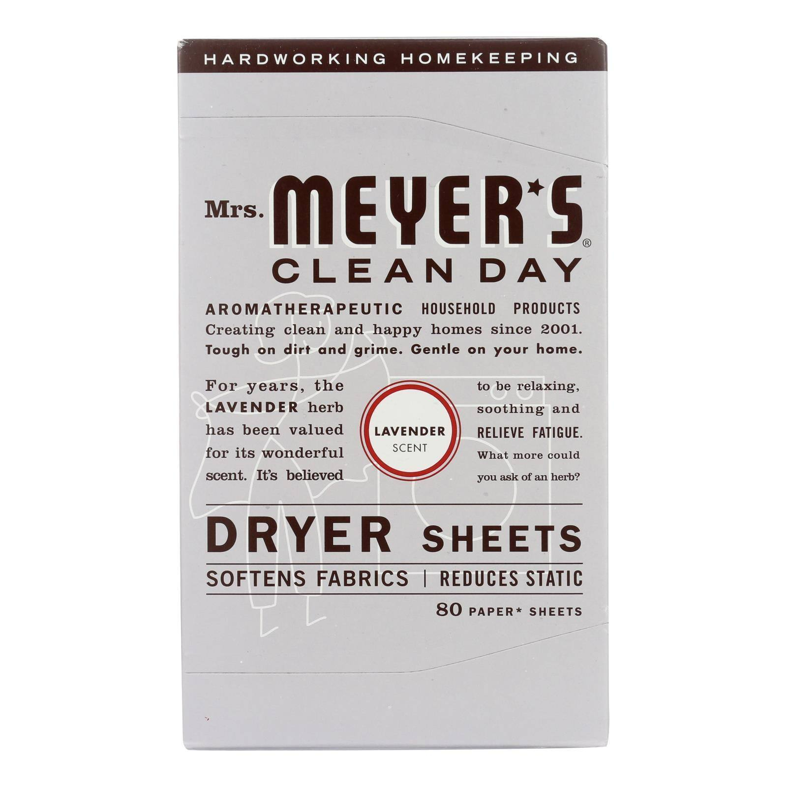 Mrs. Meyer's Clean Day - Dryer Sheets - Lavender - Case of 12 - 80 Sheets