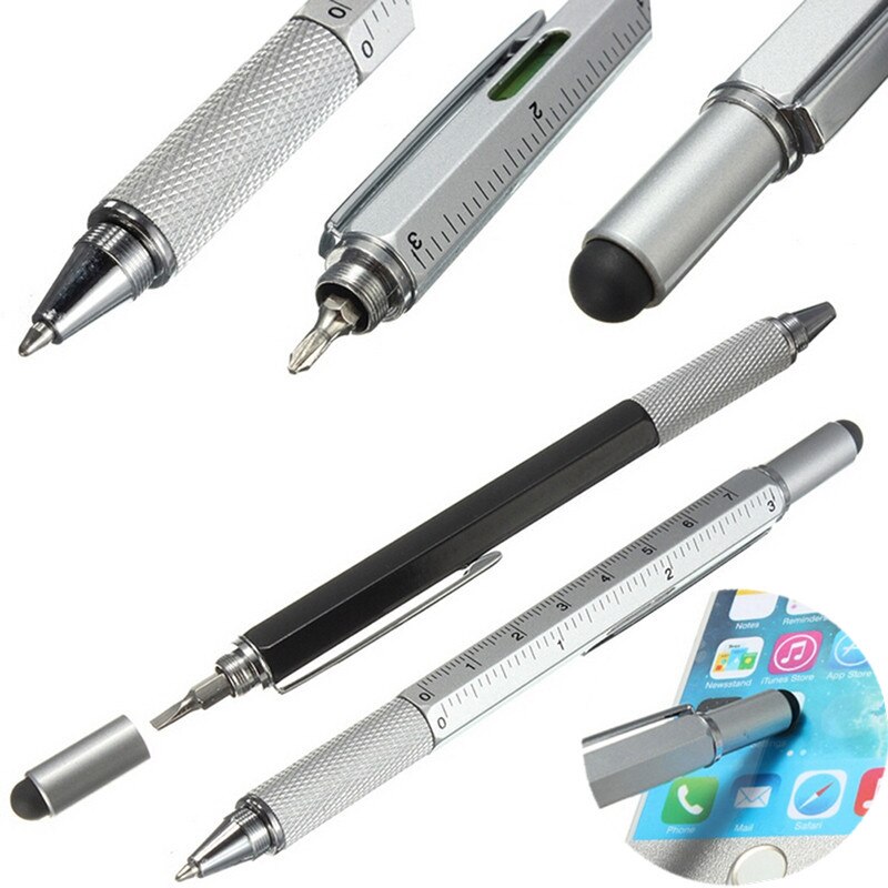 6 in 1 Multifunctional Ballpoint Screwdriver Pen Scale Ruler Touch Screen Pen Tool Teaching Office Supplies Dropshipping
