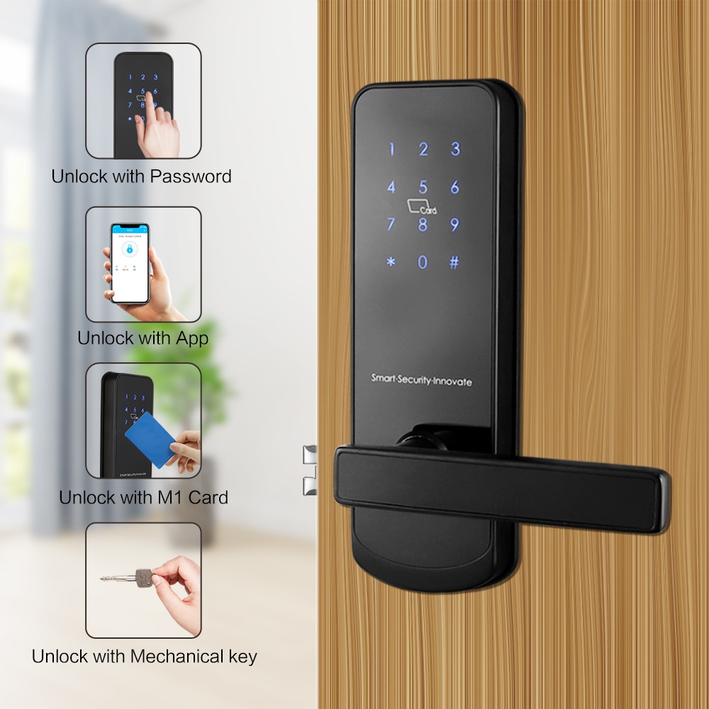 TTlock Bluetooth WiFi Smart Electronic Door Lock Keypad Smart Door Lock For Home Airbnb House Apartment with App Remote Control