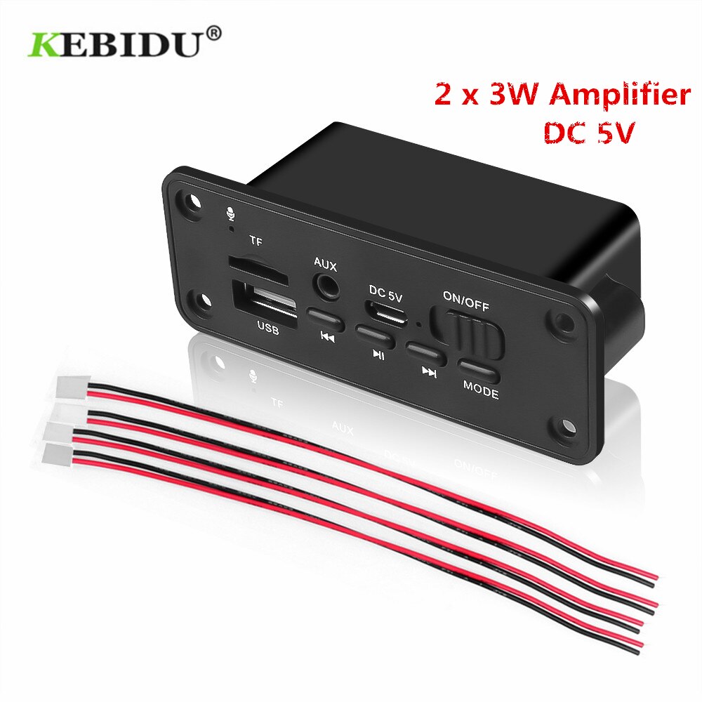 KEBIDU DC 5V Bluetooth MP3 WMA Decoder Board Audio Module USB TF Radio Wireless FM Receiver MP3 Player 2 x 3W Amplifier For Car