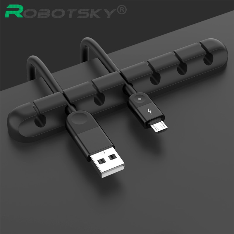 USB Cable Holder Silicone Cable Organizer Flexible Cable Winder Management Clips Holder For Mouse Keyboard Earphone Headset