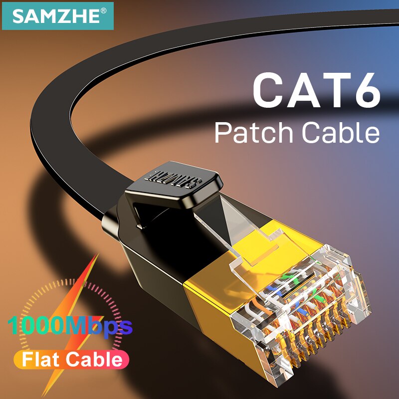 SAMZHE Cat6 Ethernet Cable Cat 6 10Gbps Network Cable Flat Lan Cable for Router RJ45 Laptop TV Box Network Cable Patch Cords