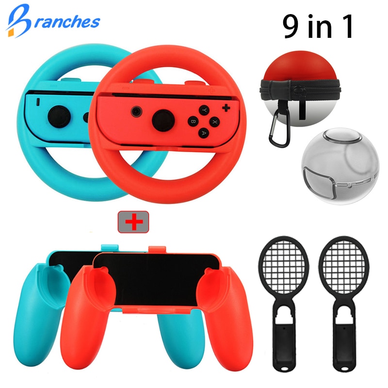 9 in 1 Controller Grips Joy-Con Case For Nintendo Switch Joy Con Handle NS N-Switch Game Console Accessories Kit Elf ball bag