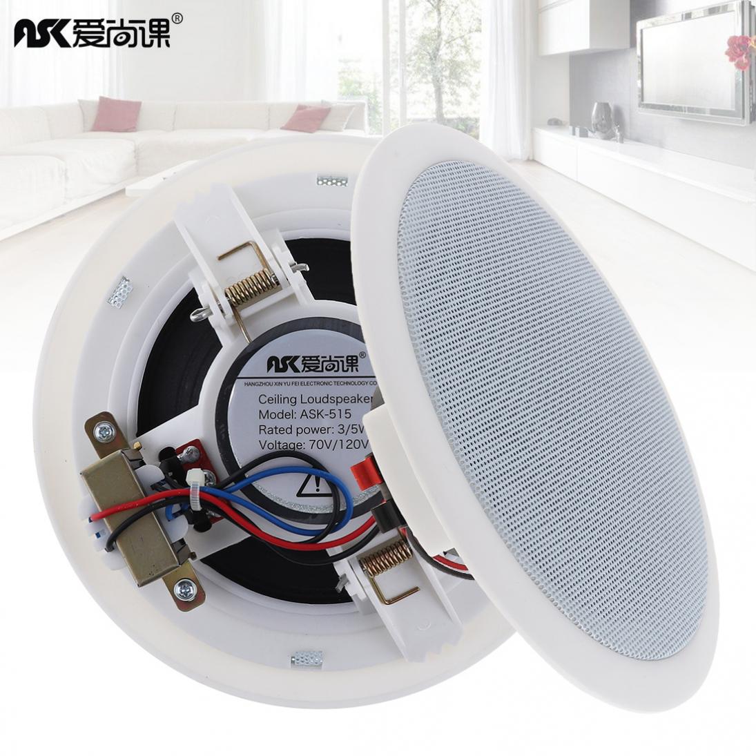 2pcs/lot ASK-515 5 Inch 5W Fashion Microphone Input USB MP3 Player Ceiling Speaker Public Broadcast  Background Music Speaker