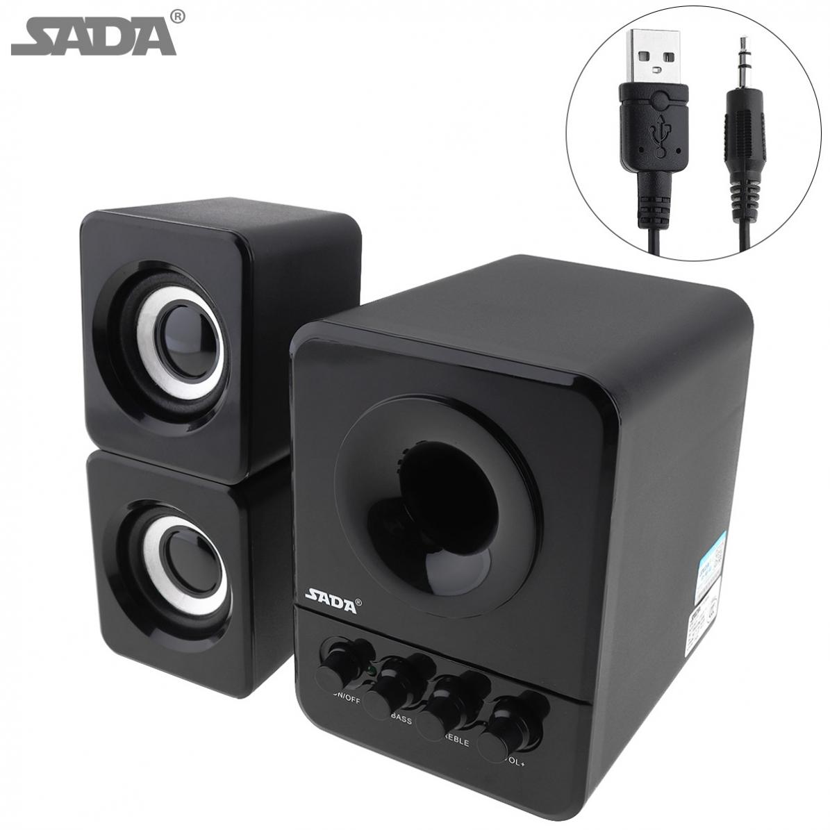 SADA  Wired Mini Portable Bass Cannon 3W PC Combination Speaker with  USB 2.1 Wired for Laptop Computer