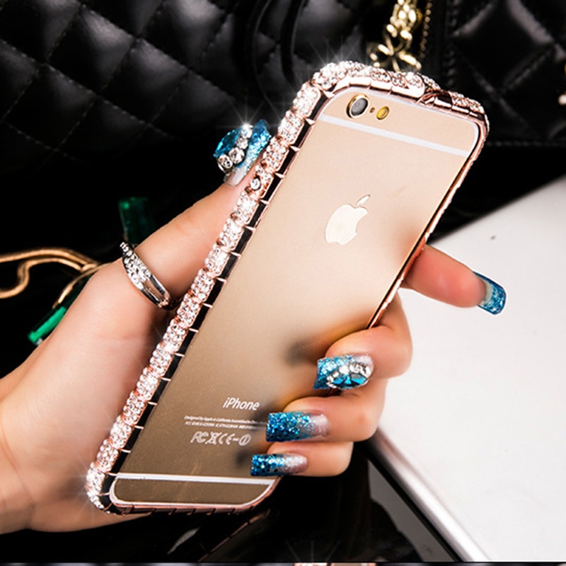 For iPhone X XR XS Case Bling Diamond Bumper For iPhone 13 11 Pro Max 12 8 7Plus Case Glitter Rhinestone Snake Inlay Metal Frame