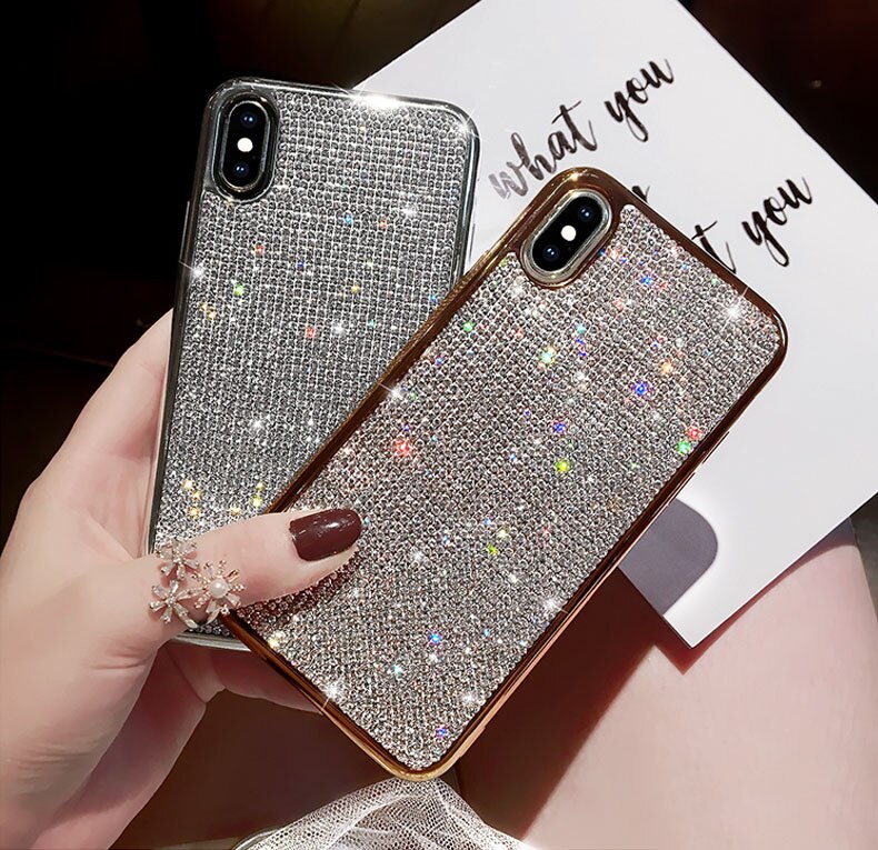 Rhinestone Bling Glitter Case for iphone XS MAX XR 10 X 7 8 Plus 6 6s Soft Silicone TPU Diamond Sexy Girl Protector Back Cover