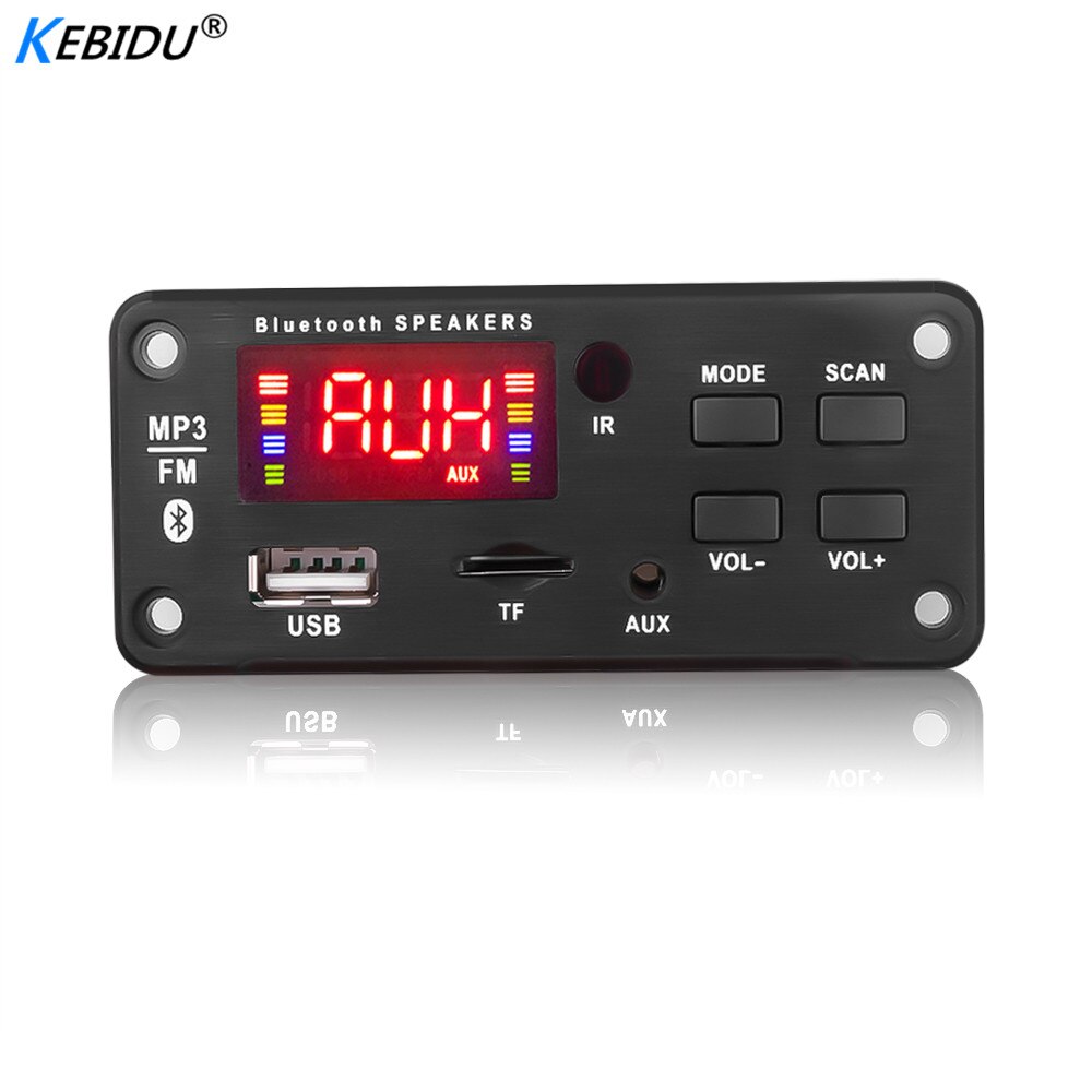Kebidu color screen 12V MP3 WMA Wireless Bluetooth 5.0 Decoder Board Audio Module USB FM TF Radio AUX input no Amplifier For Car