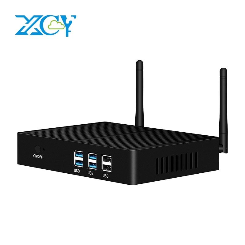XCY Fanless Mini PC Intel Core i7 4500U i5 5200U i3 7100U 300M WiFi Gigabit Ethernet VGA HDMI Display Windows 10 Linux HTPC