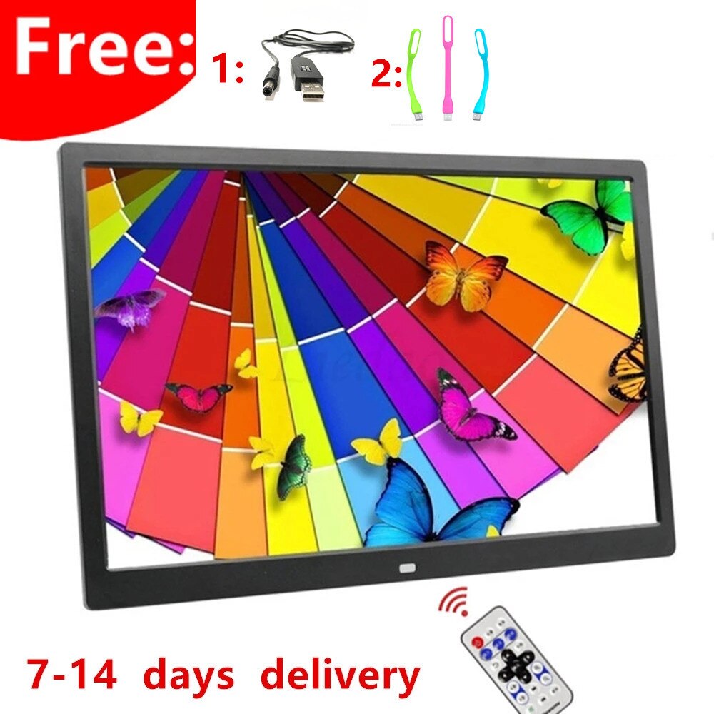 NEW 15 Inch LED Backlight HD 1280*800 Full Function Digital Photo Frame Electronic Album digitale Picture Music Video good gift