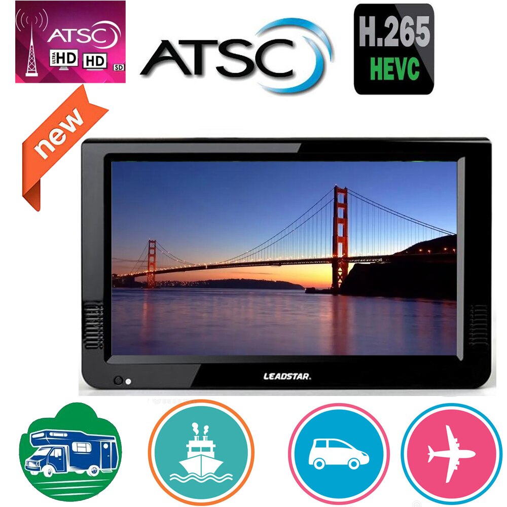 Leadstar 10 Inch Atsc T &Analog Portable Mini Tv Support H265/Hevc Dolby Ac3 HDMI INPUT  Used At Home Car Boat Atsc Decoder