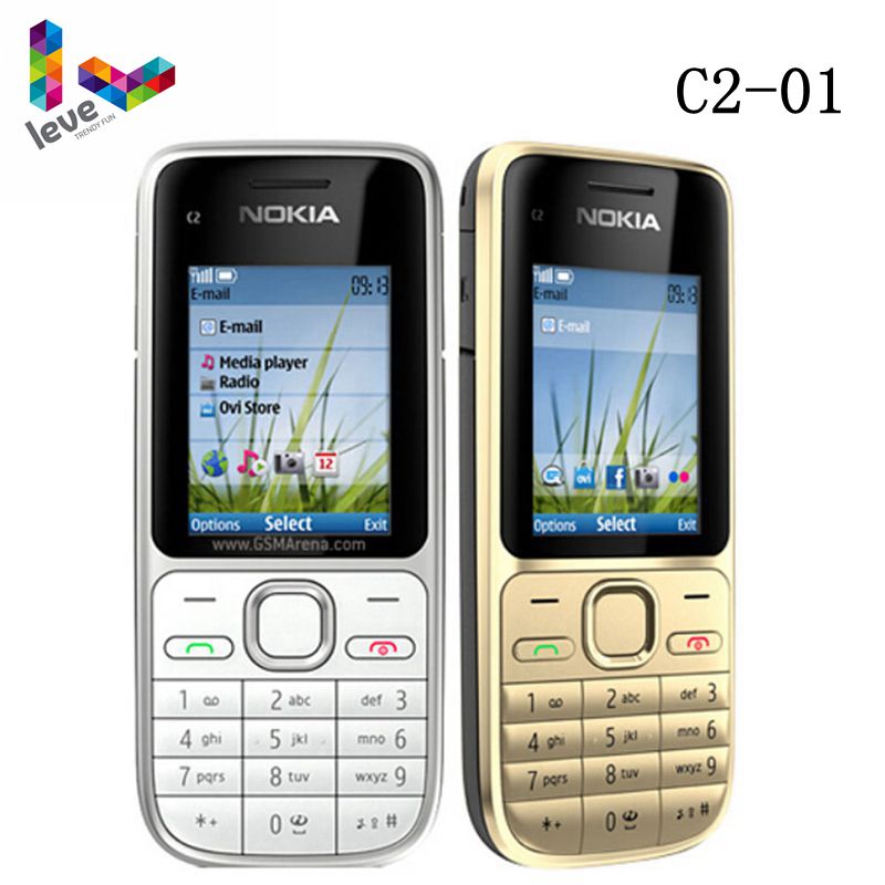 Original Nokia C2 C2-01 Unlocked GSM Mobile Phone English&Hebrew Keyboard Support Logo On The Button Used Cellphones