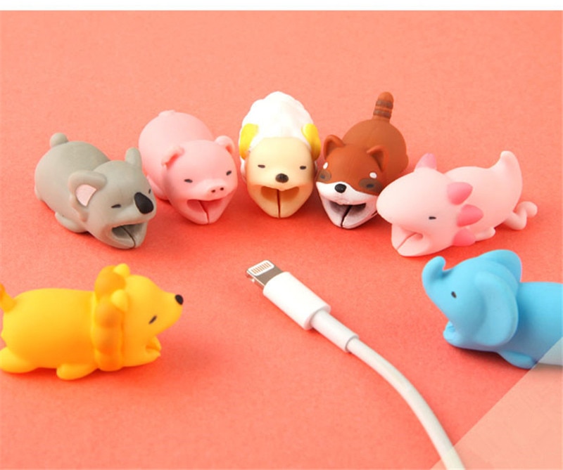 Animal Cable Bite Protector Winder Cute Cartoon Cover Protect Case Wire Organizer Holder For IPhone Huawei Earphone cable
