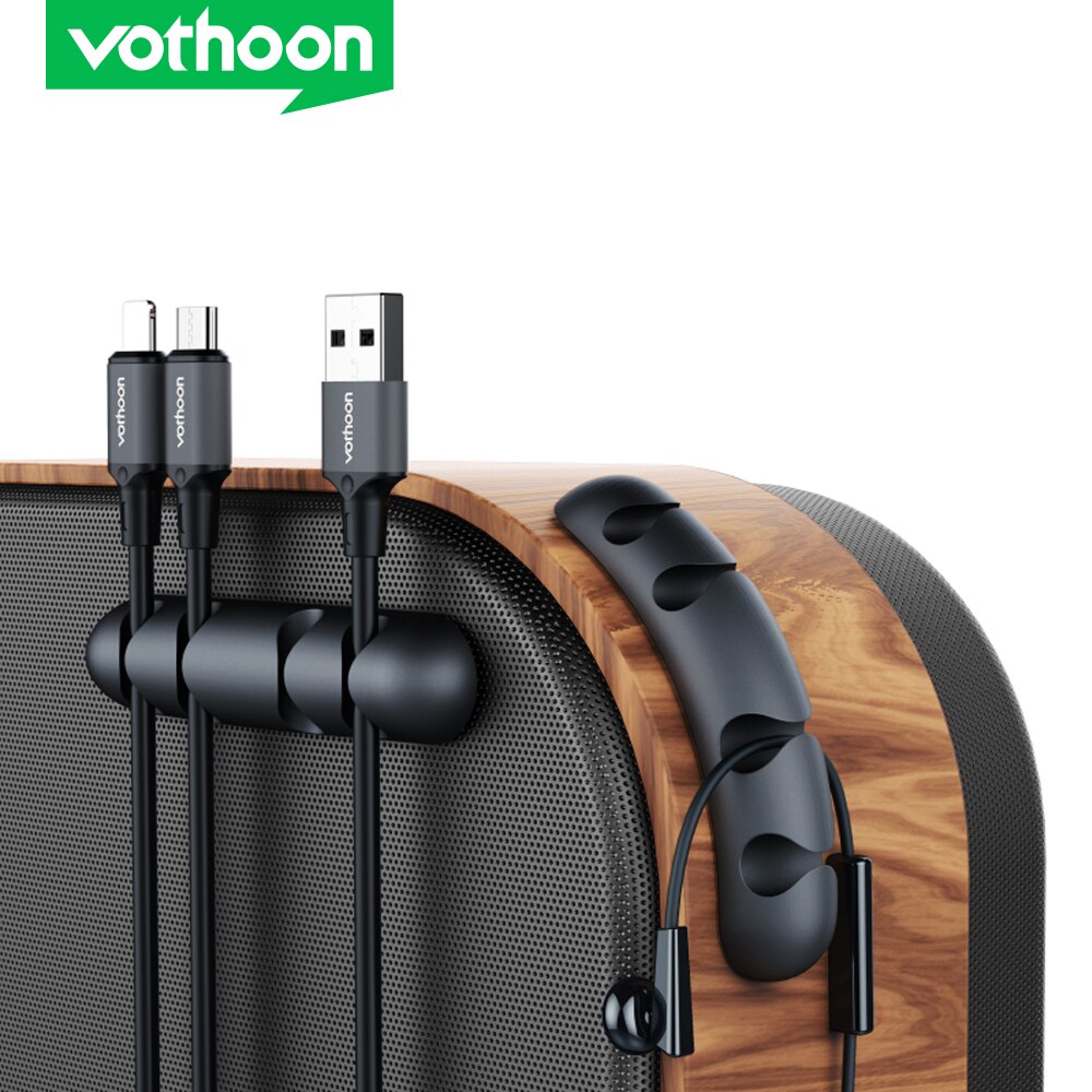 Vothoon Cable Organizer Silicone USB Cable Winder Flexible Cable Management Clips Cable Holder For Mouse Headphone Earphone