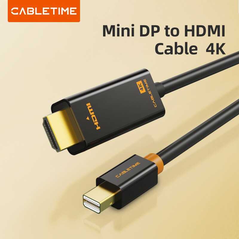 CABLETIME Mini Displayport to HDMI Cable 4K/HD Thunderbolt 2 Mini Display Port Adapter Cord For MacBook Air Mini DP to HDMI C054