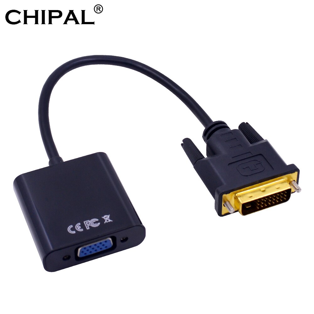 CHIPAL 1080P DVI-D DVI to VGA Adapter 24+1 25Pin Male to 15Pin Female Cable Video Converter for PC Computer HDTV Monitor Display