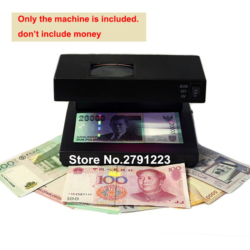 220v bill detector with magnifier currency detector cash money detection counterfeit money machine UV WM MG lamp for detecting