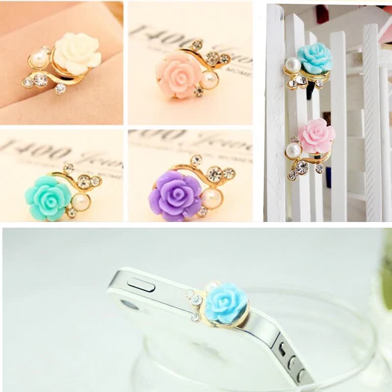 2pc Earphone Time-limited Metal Cwholesale Dust Plug 3.5mm Ultra Xian Resin Flower Mobile Phone Dustproof Cell Accessories