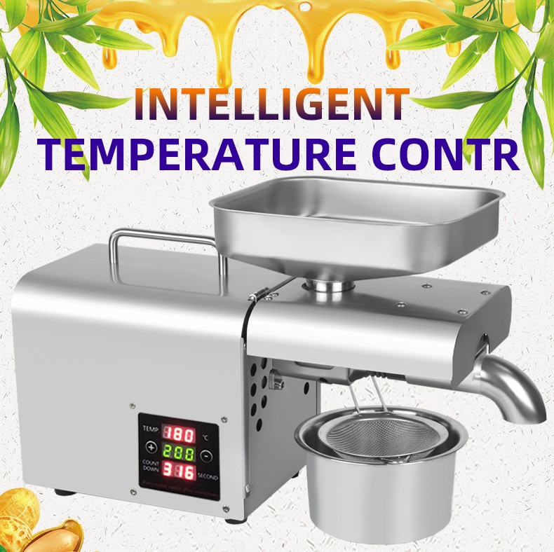 110V/220V adjust temperature automatic cold press oil machine, oil cold press machine, sunflower seeds oil extractor, oil press