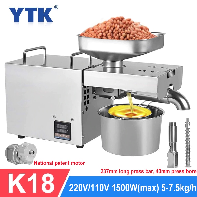 YTK K18 Automatic Oil Press Household FLaxseed Oil Extractor Peanut Oil Press Cold Press Oil Machine 1500W（max）