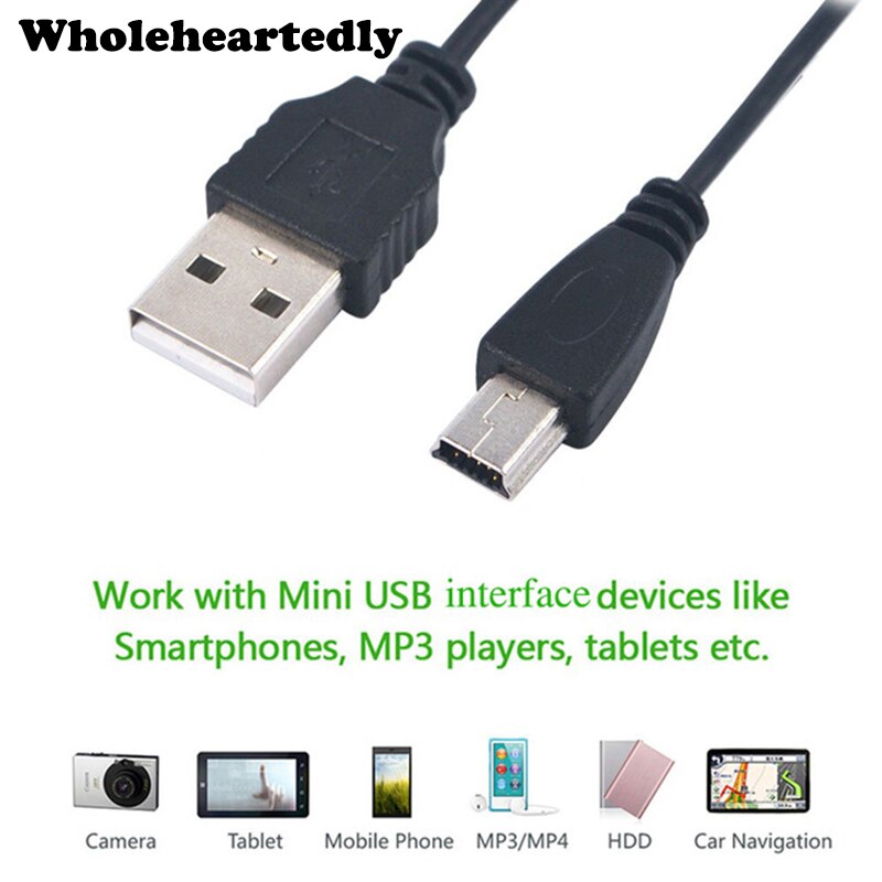 High Quality 80cm USB 2.0 A male to MINI B V3 5 PIN 5P Sync data charging charger cables For MP3 MP4 Digital Cameras