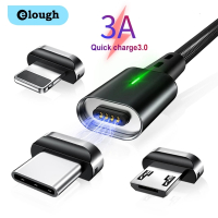 Elough Quick Magnetic Charger 3.0 4.0 Micro USB Cable for iPhone 8 POCO X3 Xiaomi Fast Magnetic Phone Charging Cord Type C Cable