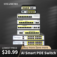 STEAMEMO 48V Active POE Switch GIgabit Network Switch With SFP 10/100/1000Mbps For IP Camera/Wireless AP/Wifi Router/CCTV