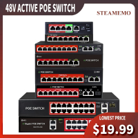 STEAMEMO SSC Series AI POE Switch 4/6/8/16 Ports Network Switch 90W Power Supply Ethernet 10/100Mbps for IP Camera Wireless AP