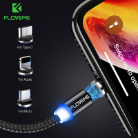 FLOVEME 1M Magnetic Charge Cable USB  C Cable for iPhone 14 13 Pro Max Magnet Charger USB Type C Cable Micro USB Charging Cord