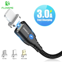 FLOVEME Magnetic Cable Micro USB Type C For iPhone 14 13 Lighting Cable 3A Fast Charging Wire Type-C Magnet Charger Phone Cable