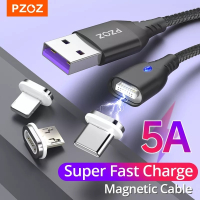 PZOZ 5A Magnetic Cable Type C Super Fast Charging Micro USB Cable USB C Magnet Charger For iPhone Huawei Xiaomi Phone Wire Cord