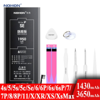 Nohon Battery For Apple iPhone 12 SE 4s 5s 6 6s 7 8 Plus 5 5c X Xr Xs Max 6P 6sP 7P 11 High Capacity Li-polymer Batteries +Tools