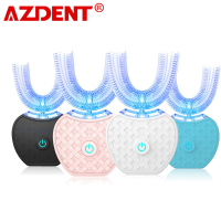 AZDENT 360 Degrees Automatic Sonic Electric Toothbrush U Type 4 Modes Brush USB Charging Tooth Whitening Blue Light