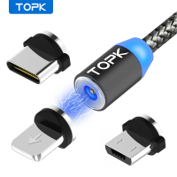 TOPK AM17 LED Magnetic USB Cable / Micro USB / Type-C For iPhone X Xs Max Magnet Charger for Samsung Xiaomi Pocophone USB C